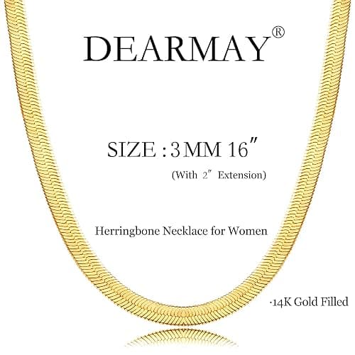 DEARMAY 14K Gold Plated Herringbone Necklaces for Women, Dainty Gold Snake Choker Chain Non Tarnish Trendy Simple Thin & Chunky Options Neckalce 1.5/3/5/6/8mm Chain Jewelry for Gifts thumbnail 5