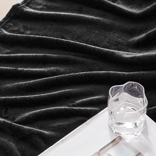Exclusivo Mezcla Fleece Throw Blanket for Couch, Sofa, 300GSM Super Soft and Warm Blankets, Black Throw All Season Use, Cozy, Plush, Lightweight, 50x60 Inches - Throw (50"x60") - Black thumbnail 7
