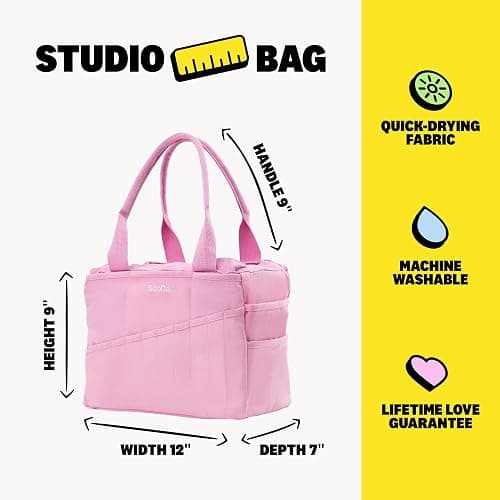 Soolla Studio Bag: Craft Organizer & Pottery Tool Bag, Washable Art Supply Tote, Knitting Yarn, Crochet Projects, 30 Pockets, 20+ Canvas Colors, Artist Gift for Adults (Flirty Flamingo) thumbnail 3