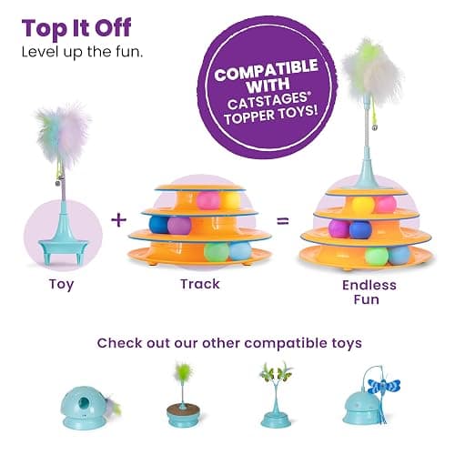 Catstages Tower of Tracks 3-Level Cat Track Toy with 6 Balls, Interactive Toy for Indoor Cats, Orange thumbnail 6