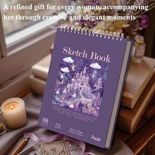 Purple Sketch Book for Women - 9"x12" Girls Sketchbook, 100 Sheets (73lb/120gsm) Drawing Paper for Kids, Art Supplies for Girls Ages 8-12, Beginners, and Adults, Mothers Day Gifts,1-Pack. thumbnail 7
