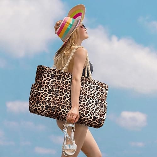 Becokan Beach Bags for Women Large Waterproof Beach Tote Bag Zipper Beach Bags Waterproof Sandproof Swim Pool Bag Large Tote thumbnail 5