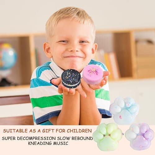 AYNKH 7Pcs Biscuit Stress Relief Toys Kits, Mini Cat Taba Squishy, Oreo Fufu Squishy, Cute Cat Paw Fidget Toy, Soft Cookie with Candy Crush Pinch Toy for Kids Adults Party Gift thumbnail 5