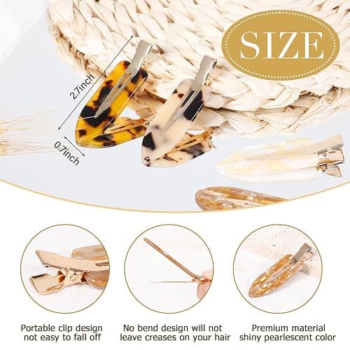 KesaPlan 10PCS No Bend Hair Clips, Acrylic Resin No Crease Hair Clips for Styling, Colorful Creaseless Flat Duckbill Hair Barrette for Makeup Hairstyle Accessories for Women Girls Gifts thumbnail 6