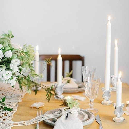 Glass Taper Candle Holders Set of 6 Clear Crystal Candle Holders for Candlesticks, Elegant Candlestick Holders for Table Centerpiece Wedding Party Christmas Thanksgiving Festival thumbnail 9