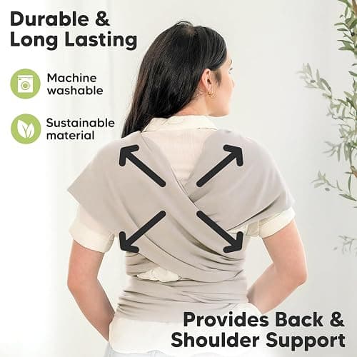 KeaBabies Baby Wrap Carrier - All in 1 Original Baby Carrier Newborn to Toddler Sling, Easy to Wear, Hands Free Bonding, Lightweight, Breathable Infant Wraps (Stone Gray) thumbnail 5