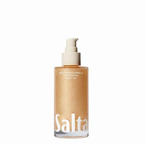Saltair Shimmering Body Oil | Salt Water Vanilla Radiant Glow | 4 fl oz | Light-reflecting pearls and a silky texture for a luminous-looking finish and smooth post-bath use - Image 1