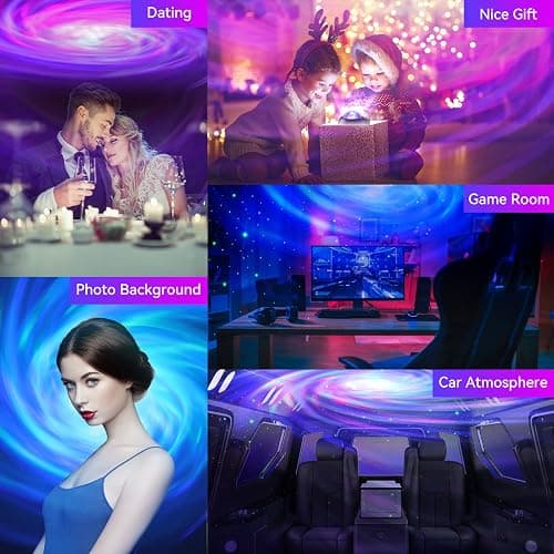 ENOKIK Galaxy Projector, Star Aurora Projector Built-in Bluetooth Speaker, Night Light for Kids Adults, White Noise Light for Home Decor/Relaxation/Party/Music/Gift (Black) thumbnail 6
