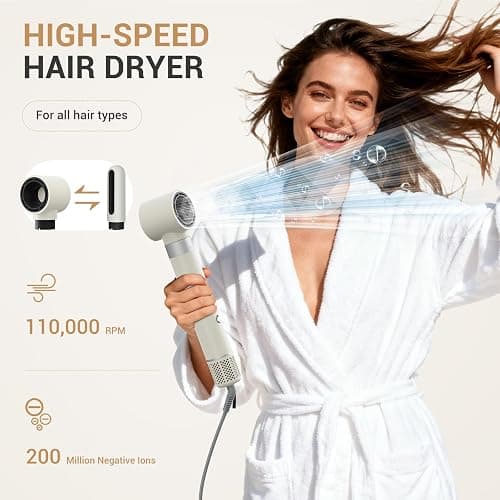 6 in 1 Air Wrap Hair Styler, 110,000 RPM Hair Dryer Brush with Auto-Wrap Curlers, Oval Brush & Volumizer, Hot Air Styler for Fast Drying,Curling, Smoothing & Volume, Air Styler with Travel Case thumbnail 3