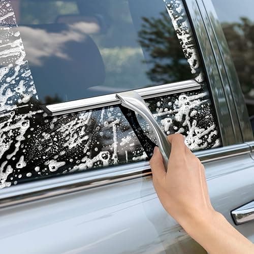 All-Purpose Stainless Steel Shower Squeegee for Shower Glass Door with 2 Adhesive Hooks, Bathroom Cleaner Tool Household Window Mirror Squeegee , Cleaning Tile Wall, Car, 10 Inch Silver thumbnail 6