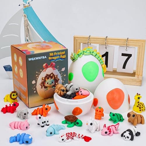 Mini 3D Printed Animals with Dragon Eggs, 3D Printed Toys Bulk, 3D Animal Figurines, Flexible Articulated Fidget Toy Adults Desk , Pocket Pets, Office Home Decor, Easter Basket Stuffers (Mix Animal) thumbnail 3