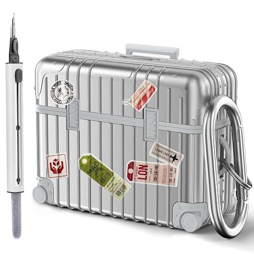 AirPods Pro 2 Case Cover, KOREDA Cute Funny Suitcase Design Hard Case for Airpods Pro 2nd Generation/1st Generation (2023/2022/2019) with Cleaner Kit, Silver - Image 1