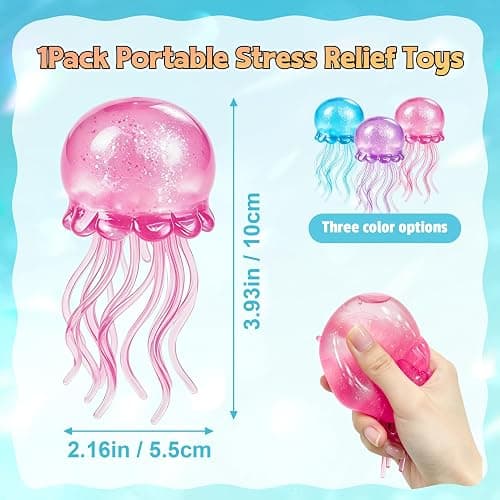 Jellyfish Squeeze Toy,2.16inch Jellyfish Squishy Malt Sugar Balls Filled Squishy Sensory Fidget Toy,Ultra Soft Moldable Slow Rise Stress Relief Toy for Adults Anxiety Relief(Pink) - Image 1