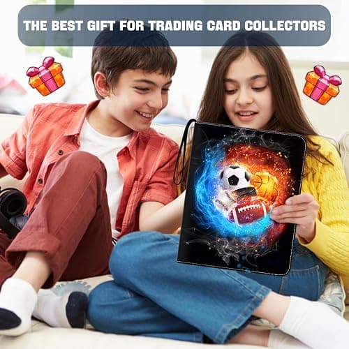 LOMONEH Sports Card Binder with 50 Sleeves,9 Pocket Baseball Card Binder Storage Box,Football Collectible Trading Card Case,Basketball Card Holder,Soccer Card Organizer,Hockey 900 Cards Albums thumbnail 7