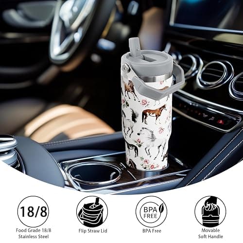 Unyopsa Horse Gifts for Women Girls, 30oz Horse Tumbler with Handle, Stuff for Men Lovers, Stainless Steel Insulated Water Bottle Travel Cup thumbnail 6