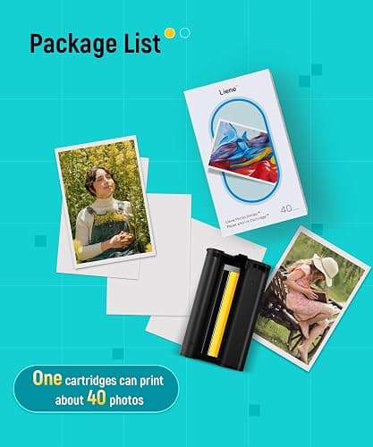 Liene Amber M100/M200/M110/M210 4x6'' Photo Printer 40 Sheets Photo Paper & 1 Cartridge Refill Only for DHP512/DHP513/DHP514/DHP515 thumbnail 4