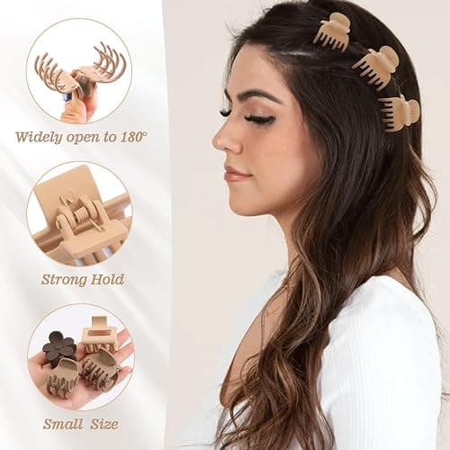 16 PCS Small Hair Clips for Women & Girls, Durable Matte Claw Clips for Thin Hair, Strong Hold NonSlip Medium Hair Claw Clips, Mini Hair Clips, Cute Hair Accessories, 4 Shapes Gifts Holiday thumbnail 4