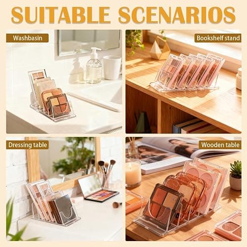 LOURCQVO Makeup Organizer, Slanted Eyeshadow Palette Organizers with 5 Slot Display Cases, Cosmetic Make Up Storage Holder Fit Cd, Vanity, Drawer, Counter, 4 Pack thumbnail 7