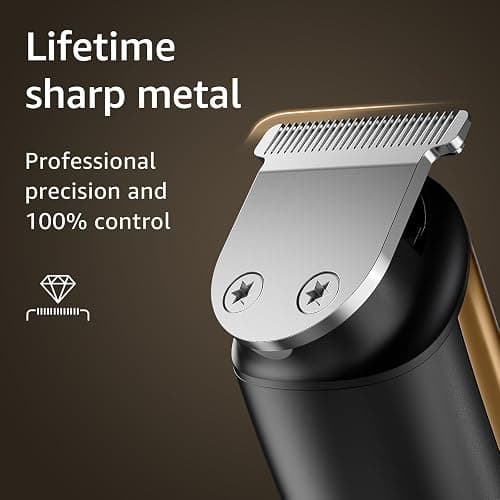 SHPAVVER Beard Trimmer for Men: Professional Barber Hair Clippers - 12-in-1 Cordless Grooming Kit - Waterproof Electric Razor with Turbo Speed & Precision Blades, Gold thumbnail 3