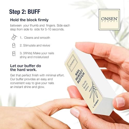 Onsen Secret Nail Care Kit - w/Cuticle Care Serum, Japanese Nail Buffer and Shine Kit - Strengthening & Shining - Spa-Quality Manicure - Organic Ingredients - Long-Lasting Shine - Easy & Safe - 1pk thumbnail 5