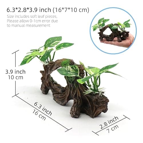 relaqcc Fish Tank Decorations Artifical Driftwood Cave Aquarium Decor Ornaments Silk Aquarium Plants for Betta Fish Tank Accessories thumbnail 3