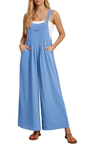 IWOLLENCE Women's Summer Jumpsuits Boho Wide Leg Overalls Casual Loose Rompers with Pockets 2025 - Image 1