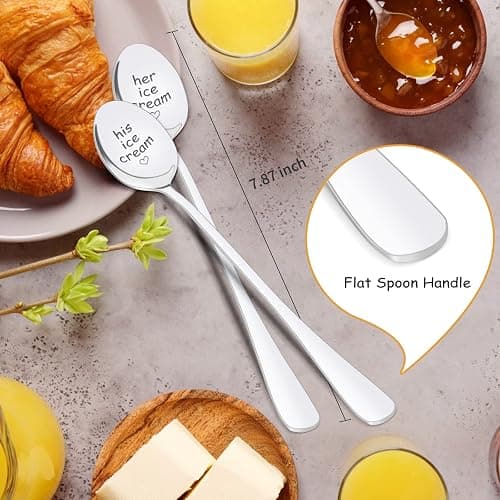 PRSTENLY Wedding Gifts for Couples 2025, 2 Pcs His and Hers Ice Cream Spoon Anniversary Engagement Gifts for Couple Him Her Boyfriend Girlfriend Graduation Christmas Birthday thumbnail 2