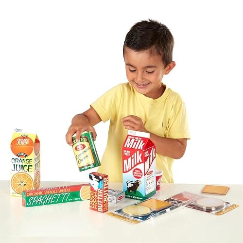 Melissa & Doug Fridge Fillers Grocery Play Food Cartons (8 Pieces) Wooden Toy Groceries, Pretend Play Food, Kitchen Accessories for Kids Ages 3+ - FSC Certified thumbnail 6