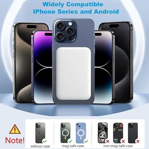 Wireless Power Bank for MagSafe, Magnetic Power Bank 5000mAh Portable Charger, Wireless External Battery Pack for Apple iPhone 16/15/14/13/12 Pro/Pro Max/Mini/Plus thumbnail 6
