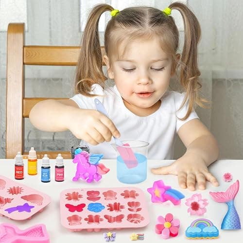 Golray Soap Making Craft Kit for Kids Girl Toys, Make 40 Pcs+ Soap Supplies with Unicorn/Mermaid/Butterfly Model, 2 Essential Oil, DIY Science Art and Craft Kit for Kid Girl Age 5-7 8-12 Year Old Gift thumbnail 7