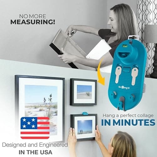 Go Hang It! Pro, All-in-One Picture Hanging Kit - Picture Leveling and Hanging Tool - Hang Sawtooth/Wire Hangers - Wall Hanging Kit and Level Tool - Hardware Case with 85-Piece Hanging Essentials thumbnail 3