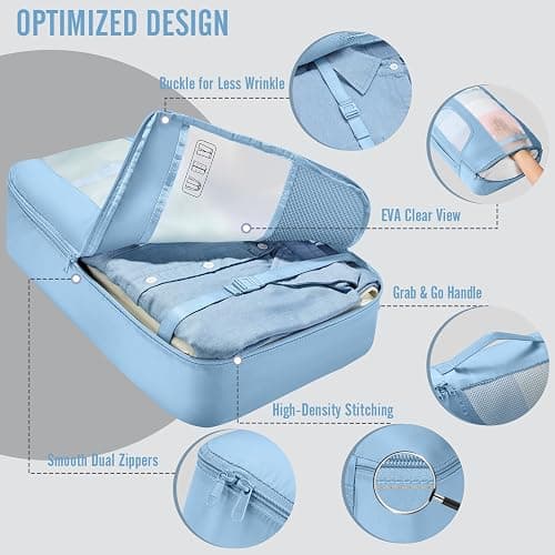Veken 8 Set Packing Cubes for Travel Essentials, Suitcase Organizer Bags in 4 Sizes, Carry-On Luggage Accessories with Large Laundry & Hanging Toiletry Bag, Must-Have for Airplane, Road Trip & Camping thumbnail 4