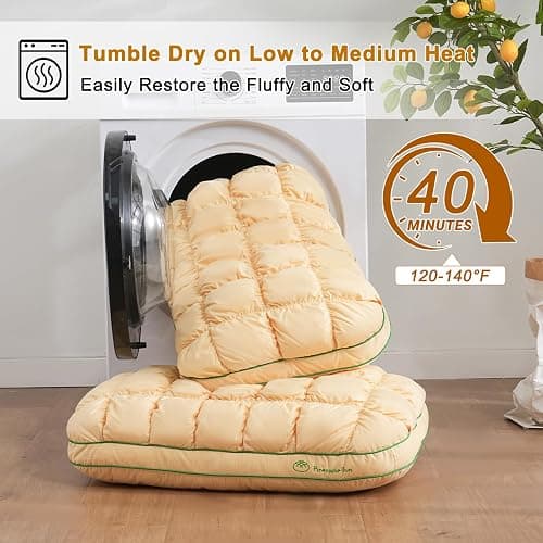YOUR MOON Fluffy Support Bed Pillow Queen Size, Luxury Hotel Quality Bed Pillows for Side Sleeper, Super Soft Premium Down Alternative Filling Pillow for Sleeping (Yellow) thumbnail 6