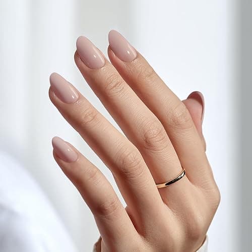 BTArtbox Press On Nails Oval - Soft Gel Press on Nails Oval Nails Fake Nail with Nail Glue, Fit Perfectly, Reusable Glue On Nails in 16 Sizes, Taro Milkshake - A1-Taro Milkshake thumbnail 2