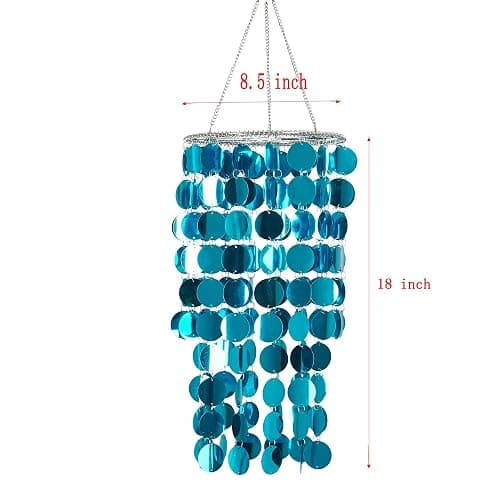 FlavorThings Blue Bling Hanging Chandelier,W8.5 H18,Great idea for Wedding Chandeliers Centerpieces Decorations and Any Event Party Decor thumbnail 2
