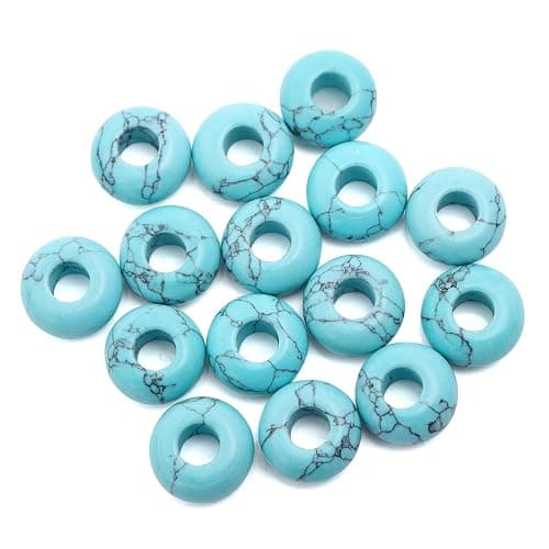 Filluck Large Hole Gemstone Beads for Jewelry Making,Loose Macrame Natural Stone Beads Pack of 15,Blue Turquoise(8 * 14mm) thumbnail 4