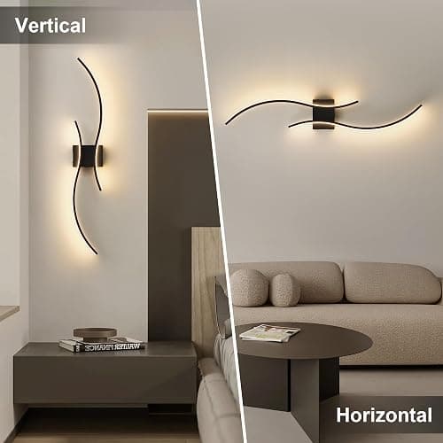 KARTOOSH Battery Operated Wall Sconces Set of Two with Remote Control, Stepless Colors 3000K-6000K & Dimming, LED Black Wireless Wall Light for Living Room, Hallway, Bedroom, 39.3 Inch (2 Pack) - Black - 39.3 Inches (2 pack) thumbnail 3