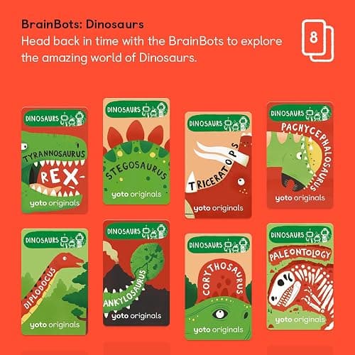 Yoto BrainBots: Dinosaurs – 8 Kids Audiobook Cards for Use with Player & Mini All-in-1 Audio Device, Educational Screen-Free Listening with Fun Stories for Learning & Interactive Quizzes, Ages 6+ thumbnail 2