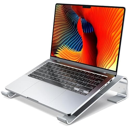 MOKURU Laptop Stand for Desk, Aluminum Laptop Riser, Ergonomic Computer Stand for Laptop, Laptop Cooling Stand Compatible with for MacBook Pro/Air, Dell, HP, Lenovo, 10-17.3'' (Silver) - Silver - Image 1