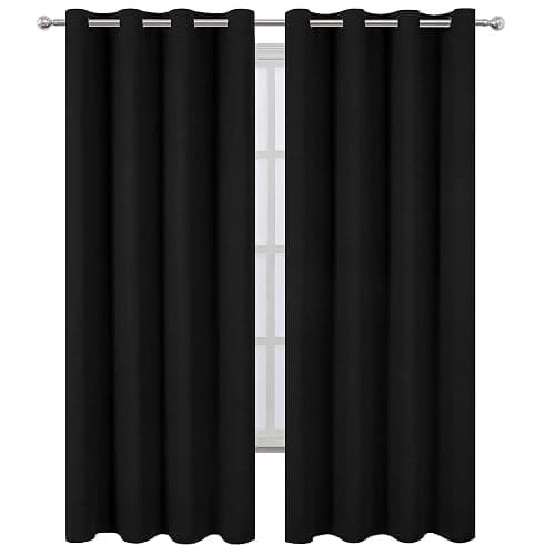 LEMOMO Blackout Curtains 52 x 84 inches Long Black Curtains Set of 2 Panels Thermal Insulated Room Darkening Curtains for Bedroom thumbnail 2