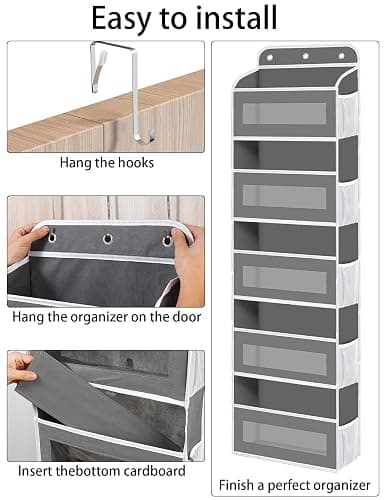KYEVIS Over The Door Organizer, 5 Shelves Closet Door Hanging Storage and Organizer with 10 Mesh Pockets, Nursery Closet Organizer, Baby Essentials, Stuffed Animal Storage thumbnail 6