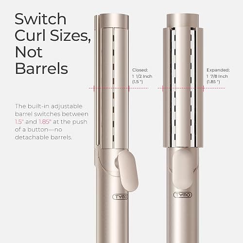 TYMO AIRQ Dual-Size Airflow Flat Iron Curling Iron 1 1/2 Inch to 2 Inch | Hair Straightener and Hair Curler 2 in 1, Beach Waves, Nano Titanium, 300 Million Ionic, Gold thumbnail 4