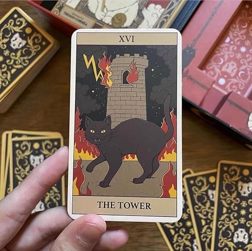 Cat Tarot Cards for Beginners, Cats Rule The Earth Tarot Deck, 78 English Tarot Cards, Party Games, Mysterious Gift for Friend thumbnail 4