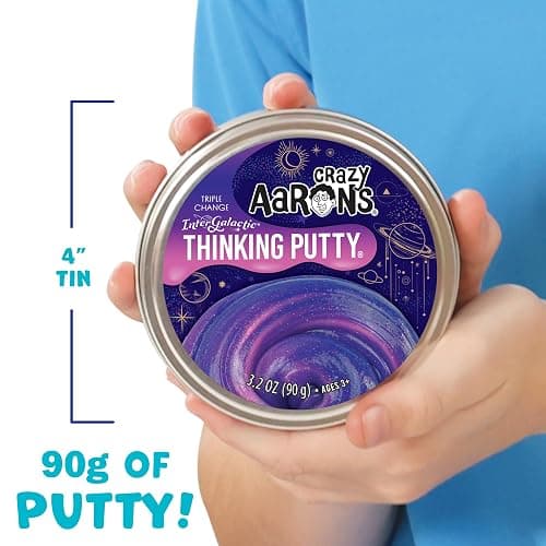 Crazy Aaron's Thinking Putty - Intergalactic - Triple Color Changing Putty for Kids and Adults in a 4" Tin - Creative and Endless Fun, Stress Relief Therapy Toys, Never Dries Out - Made in USA thumbnail 2