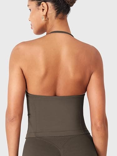 YEOREO SoftHue Impact Longline Strappy Top Women's Halter Workout Tank Tops Backless Gym Longline with Adjustable Strap thumbnail 6