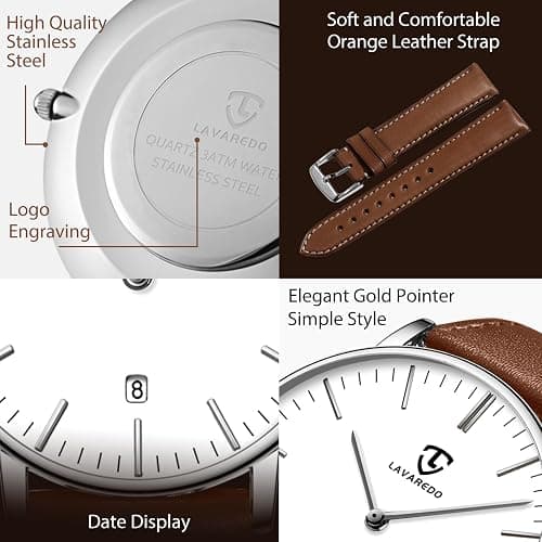 BEN NEVIS Watch, Mens Watch, Minimalist Fashion Simple Wrist Watch Analog Date with Leather Strap thumbnail 3