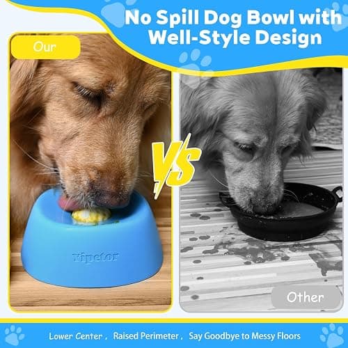 Yipetor Slow Feeder Dog Bowls for Liquid Treat, Anti-Slip【Entertained Ball-in】 Bone Broth Dog Lick Bowl, 3/4 Cup Yogurt Pup Lick Toy for Large Medium Small Breeds Dietary Supplement/Post-op Nutrition thumbnail 3