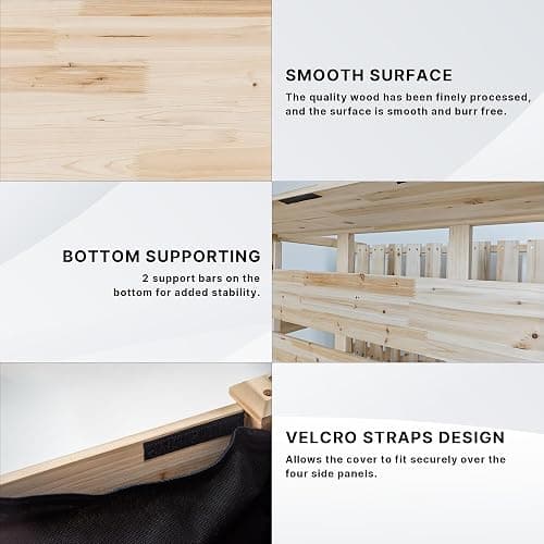 Gotland 2pcs Raised Garden Bed with Legs, Raised Beds for Gardening with Storage Shelf Bed Liner Drainage Holes, Wooden Planter Raised Beds, Raised Planter Box Backyard, Patio, Balcony, Natural thumbnail 6