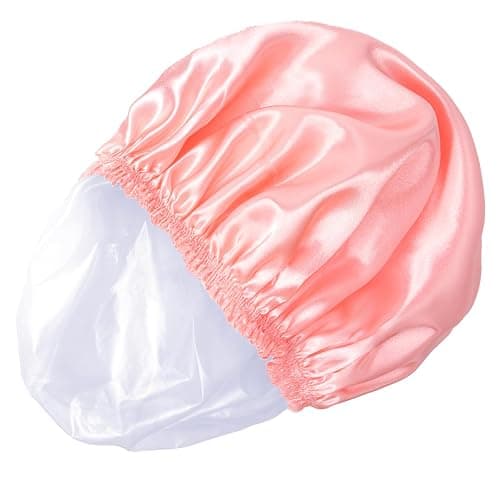 Shower Caps for Women, 4 PCS Elastic and Reusable Bath Caps, Double Layers Shower Cap Reusable Waterproof, Bathing Shower Caps, Environmental Bath Hair Protection Cap - Solid Color B thumbnail 8
