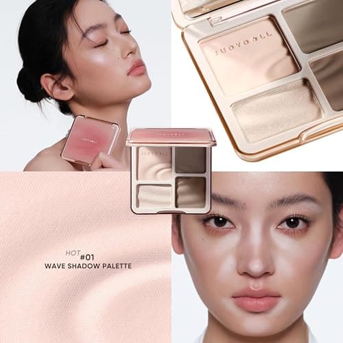 JUDYDOLL Highlight & Contour Palette, All-in-One Matte Highlighter Contour Compact, Natural Brightening Finish for Cool Fair & Olive Skin (New Version 01 Wave Shadow Palette) thumbnail 5